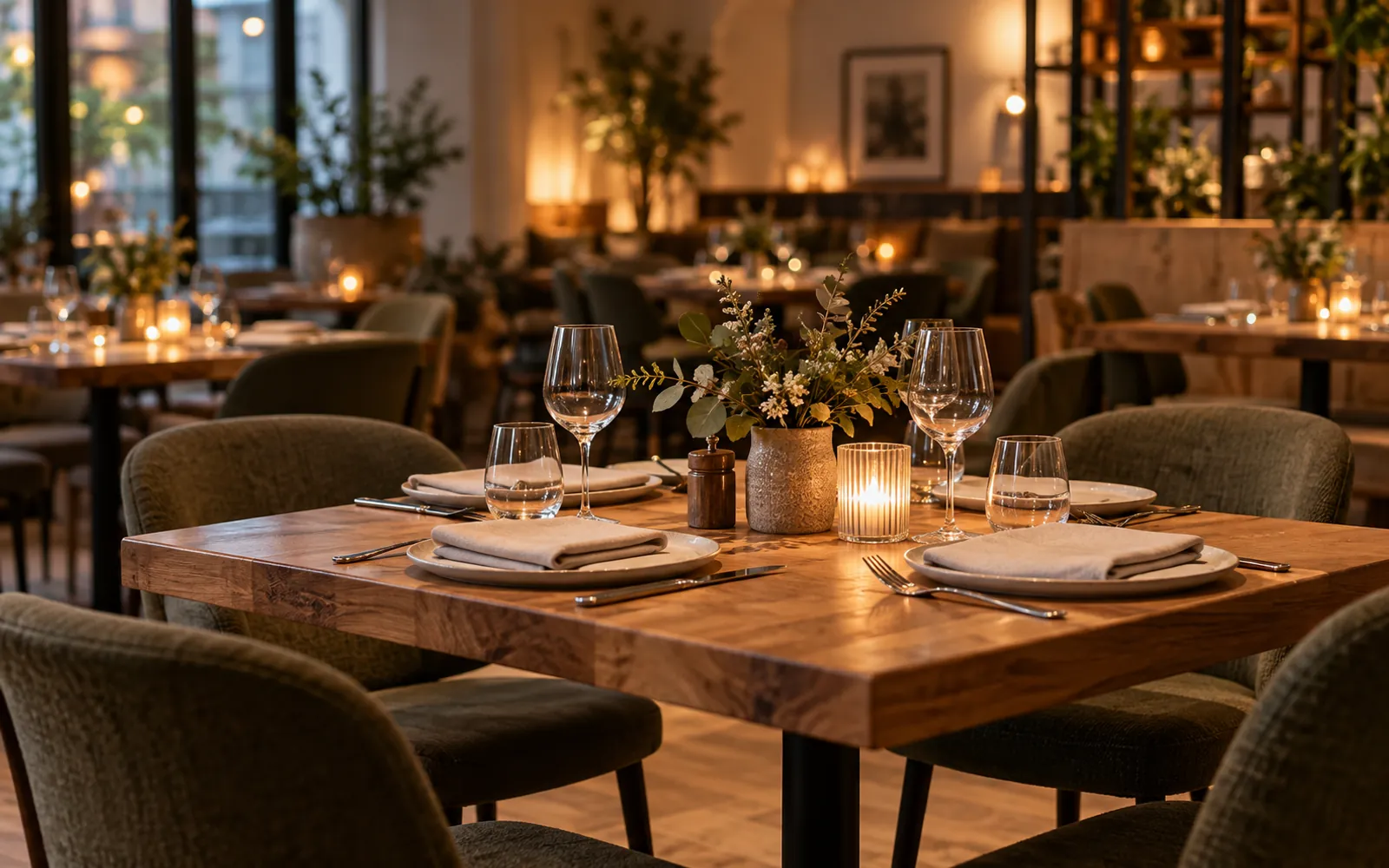 Elegant gedeckter Tisch in einem ruhigen Restaurant